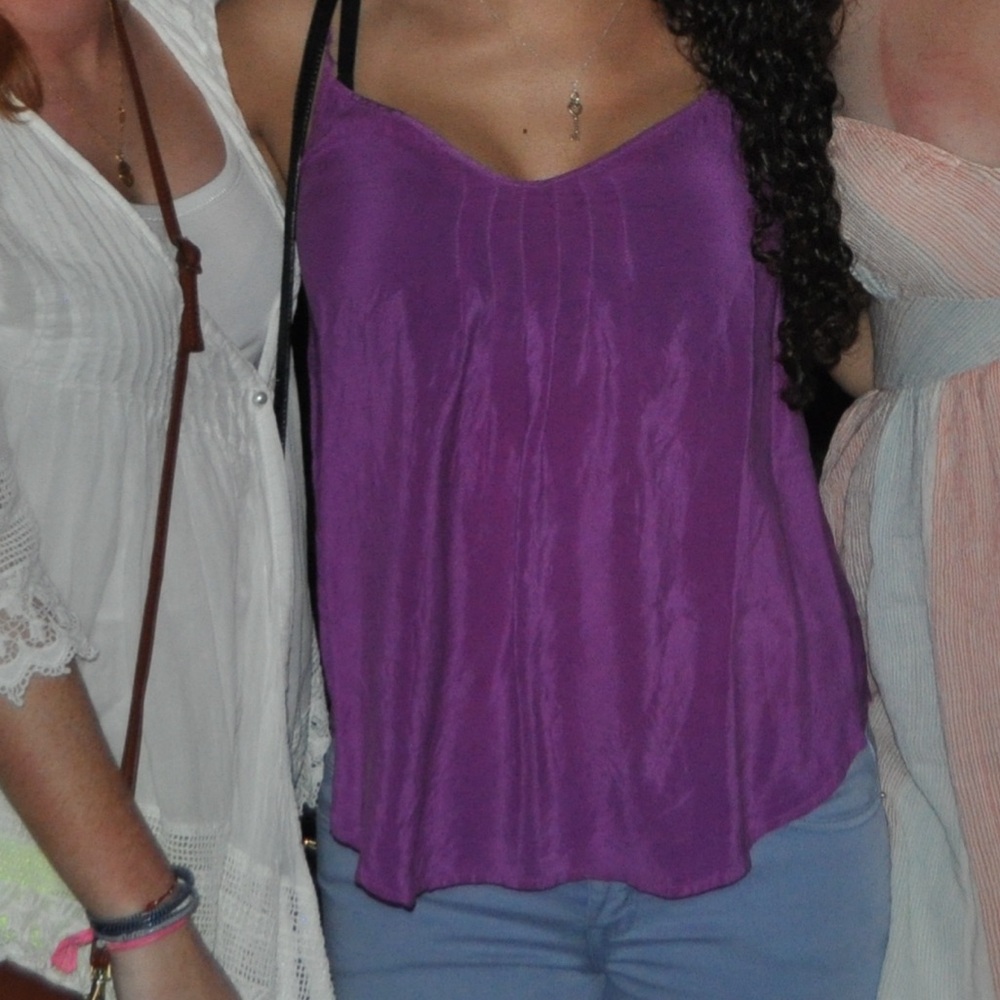 Medium Purple silk silence and noise tank with adjustable straps